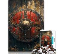 Teenager Puzzles Viking Knight Shield 1000 Piece Jigsaw Puzzles for Teenagers,Artistic Wall Decor & Birthday Gift Idea for Friends, Home Office 26x38cm