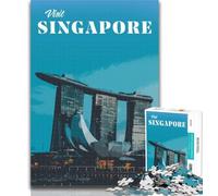 Teenager Puzzles Visit Singapore 1000 Pieces Jigsaw Puzzle for Adults& Teens,Toys Educational Games Stress Relieving Unique Home Decor And Gifts 26x38cm