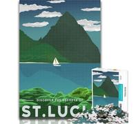 Teenager Puzzles Visit St Lucia 1000 Pieces Jigsaw Puzzle for Adults& Teens,Toys Educational Games Stress Relieving Unique Home Decor And Gifts 75x50cm