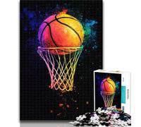 Teenager Puzzles Watercolor Basketball 1000 Piece Jigsaw Puzzles for Teenagers,Educational Game for Birthday, Chrismas for And 14 Years Old 26x38cm