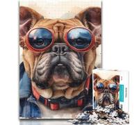 Teenager Puzzles Watercolor Bulldog 1000 Piece Jigsaw Puzzles for Teenagers,Educational Game for Birthday, Chrismas for And 14 Years Old 26x38cm