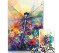 Teenager Puzzles Watercolor Dragonfly Jigsaw Puzzles for Adults 1000 Piece,Decompressing Intellectual Educational Toy Birthday Present, Gifts 50x75cm