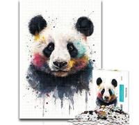 Teenager Puzzles Watercolor Panda Adult Puzzles 1000 Pieces,Learning Educational Toys Family Games Enhance Love between Couples 26x38cm