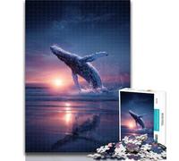 Teenager Puzzles Whales Under The Night Sky 1000 Pieces Jigsaw Puzzle for Adults& Teens,Artists Collection, Fine Art for Age 14 Years Up 50x75cm