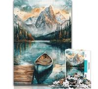 Teenager Puzzles Winter Boat Jigsaw Puzzles for Teenagers 1000 Pieces,with Matching Poster And Trivia Sheet for Age 14 Years Up 26x38cm