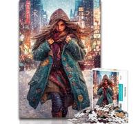 Teenager Puzzles Winter Woman 1000 Pieces Jigsaw Puzzles for Adults And Teens,Educational Game for Birthday, Chrismas for Ages 14+ 26x38cm