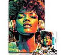 Teenager Puzzles Woman with Headphones Puzzles for Teenagers 1000 Pieces,Educational Game for Birthday, Chrismas for Ages 14+ 50x75cm