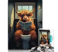 Teenager Puzzles Yak Sitting on The Toilet Puzzles for Adults And Teenagers,Toys Educational Games Stress Relieving Artists Collection, Fine Art 26x38cm