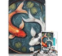 Teenager Puzzles Yin Yang Koi Jigsaw Puzzles for Teenagers 1000 Pieces,Train Your Brain And Hands Birthday Present, Gifts 26x38cm