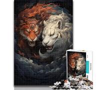 Teenager Puzzles Ying Yang Dragon And Tiger Adult Puzzles 1000 Pieces,Learning Educational Toys Family Games Enhance Love between Couples 50x75cm
