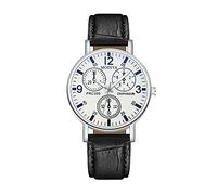 Teenager Watch Blue Eye Three Quartz Watch Belt Men's Watch Men Glass Watches Men's Watch Two Tone Watches for Women (B, One Size)