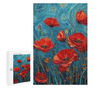 Teenagers 1000 PCS Jigsaw Puzzle Poppies in Blue Field Jigsaw Puzzles for Adults Staycation Kill Time Parent-child Interaction Family Fun & Game Night 1000 PCS