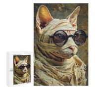 Teenagers 1000 PCS Jigsaw Puzzle Stylish Cat with Glasses Jigsaw Puzzles for Adults Staycation Kill Time Parent-child Interaction Family Fun & Game Night 1000 PCS