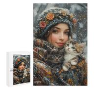 Teenagers 1000 PCS Jigsaw Puzzle Winter Cozy Cats Jigsaw Puzzles for Adults Staycation Kill Time Parent-child Interaction Family Fun & Game Night 1000 PCS