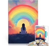 teenagers 1000 Piece Jigsaw Puzzle A Girl Gazing at A Rainbow Stress Relief for is ideal as a gift for the whole family 26x38cm