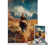 Teenagers 1000 Piece Jigsaw Puzzle A Lone Rider in The Desert Brain Teaser Game Improve Memory Home Decoration Toys Stress Reduction Gifts (38X52CM)