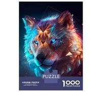 Teenagers 1000 Piece Jigsaw Puzzle Abstract Lion Wolf Fusion Puzzles for Adults Relax Games Pattern Assembly Fun at Home Activities, 70x50cm/1000pcs