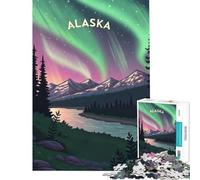Teenagers 1000 Piece Jigsaw Puzzle Alaska Northern Lights Puzzles for Adults Relax Games Pattern Assembly Fun at Home Activities, (50x75cm)