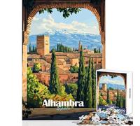 Teenagers 1000 Piece Jigsaw Puzzle Alhambra Palace, Spain Brain Teaser Game Improve Memory Home Decoration Toys Stress Reduction Gifts (38X26CM)