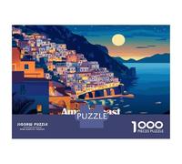 Teenagers 1000 Piece Jigsaw Puzzle Amalfi Coast Italy at Night Adult Jigsaw Puzzle Brain Teaser Game Perfect Decoration Christmas Birthday Gifts 38x26cm/1000pcs