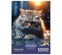 Teenagers 1000 Piece Jigsaw Puzzle Angry Cat Kitty in Water Puzzle for Adults Family Games Difficult Hard Christmas Birthday Gifts 38x26cm/1000pcs