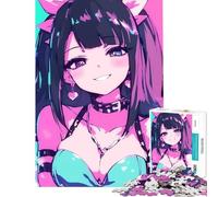 Teenagers 1000 Piece Jigsaw Puzzle Anime Girl with Pink And Blue Fun Games Challenging Game Toys Gifts For Birthdays for The Whole Family (Size 38x52cm)