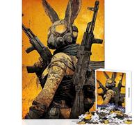Teenagers 1000 Piece Jigsaw Puzzle Armed Rabbit Warrior Fun Family Bonding Activity Ideal Festive Choice (50X75cm)