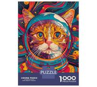 Teenagers 1000 Piece Jigsaw Puzzle Astronaut Space Animal Cat Teenager Puzzles Brain Teaser Game Difficult Hard Challenging Game Gifts 70x50cm/1000pcs