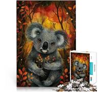 teenagers 1000 Piece Jigsaw Puzzle Autumn Koala Difficult and Challenge 26x38cm with Matching Poster and Trivia Sheet for Age 14