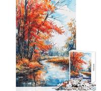 Teenagers 1000 Piece Jigsaw Puzzle Autumnal River Whispers Fun Games Precision Cutting Home Decoration Toys Stress Reduction Gifts (38x26cm)