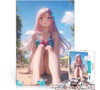 teenagers 1000 Piece Jigsaw Puzzle Beachside Glow Anime Girl learning educational for is ideal as a gift for the whole family 26x38cm