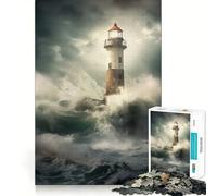 Teenagers 1000 Piece Jigsaw Puzzle Beacon in The Tempest Smooth Cut Art Mind Game Gift Relax Play Time Christmas Leisure Art (38x52cm)