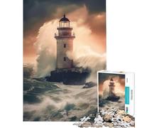 Teenagers 1000 Piece Jigsaw Puzzle Beacon in The Tempest Toys Educational Games Brain Teaser Game Suitable for Couples Funny Gifts (Size 75x50cm)