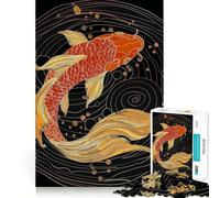 Teenagers 1000 Piece Jigsaw Puzzle Beautiful Red And Gold Koi Smooth Cut Art Mind Game Gift Relax Play Time Christmas Leisure Art (38x52cm)