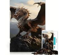 Teenagers 1000 Piece Jigsaw Puzzle Big Bronze Dragon On Hill Smooth Cut Art Mind Game Gift Relax Play Time Christmas Leisure Art (50x75cm)