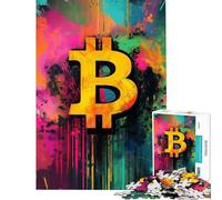 Teenagers 1000 Piece Jigsaw Puzzle Bitcoin Symbol Puzzle for Adults Hands-on Game Precision Cutting Fun Activities at Home (Size 50x75cm)