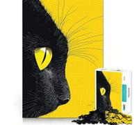Teenagers 1000 Piece Jigsaw Puzzle Black Cat Eye Close-Up Smooth Cut Art Mind Game Gift Relax Play Time Christmas Leisure Art (50x75cm)