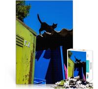 teenagers 1000 Piece Jigsaw Puzzle Black Cat on a Roof Staycation: Zeit totschlagen Einzigartige Wohndekoration und Geschenke38x52cm