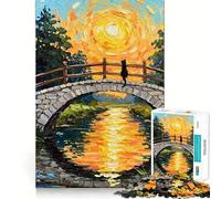 Teenagers 1000 Piece Jigsaw Puzzle Black Cat on Stone Bridge Exact Edge Art, Logic Skill Play, Calm Fun Time, Christmas Art Gift (38x26cm)