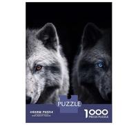 Teenagers 1000 Piece Jigsaw Puzzle Black Wolf with Blue Eyes Adult Puzzles Brain Teaser Game Difficult Challenge Fun Activities at Home 70x50cm/1000pcs