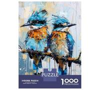 Teenagers 1000 Piece Jigsaw Puzzle Blue Birds Painting Artwork Puzzles for Adults Relax Games Pattern Assembly Fun at Home Activities, 70x50cm/1000pcs