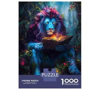 Teenagers 1000 Piece Jigsaw Puzzle Blue Lion Reading Puzzle for Adults Family Games Difficult Hard Christmas Birthday Gifts 38x26cm/1000pcs