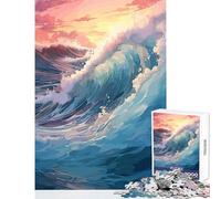 Teenagers 1000 Piece Jigsaw Puzzle Blue Ocean Waves Jigsaws for Adults Puzzle Precision Cutting Fun Activities at Home Stress Reduction Gifts (38x52cm)