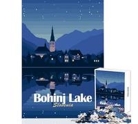 Teenagers 1000 Piece Jigsaw Puzzle Bohinj Lake Slovenia Night Landscape Jigsaws for Adults Puzzle Precision Cutting Fun Activities at Home Stress Reduction Gifts (38x26cm)