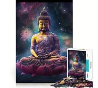 Teenagers 1000 Piece Jigsaw Puzzle Buddha Lotus Leaf Galaxy Clean Edge Game Cognitive Teaser Toy Idle Play Game Xmas Decor Gift (50x75cm)