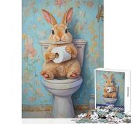 Teenagers 1000 Piece Jigsaw Puzzle Bunny on The Throne Fun Family Bonding Activity Ideal Festive Choice (38X52cm)