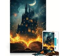 Teenagers 1000 Piece Jigsaw Puzzle Burning Book Castle Clean Edge Game Cognitive Teaser Toy Idle Play Game Xmas Decor Gift (38x52cm)