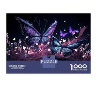 Teenagers 1000 Piece Jigsaw Puzzle Butterfly Neon Teenager Puzzles Brain Teaser Game Difficult Hard Challenging Game Gifts 52x38cm/1000pcs