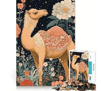 Teenagers 1000 Piece Jigsaw Puzzle Camel in Floral Garden Illustration Clean Edge Game Cognitive Teaser Toy Idle Play Game Xmas Decor Gift (38x26cm)