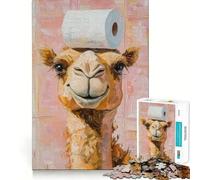 Teenagers 1000 Piece Jigsaw Puzzle Camel with Toilet Paper Clean Edge Game Cognitive Teaser Toy Idle Play Game Xmas Decor Gift (38x52cm)